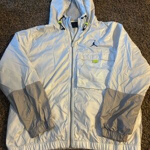 Jordan Light Gray and White Hooded Jacket